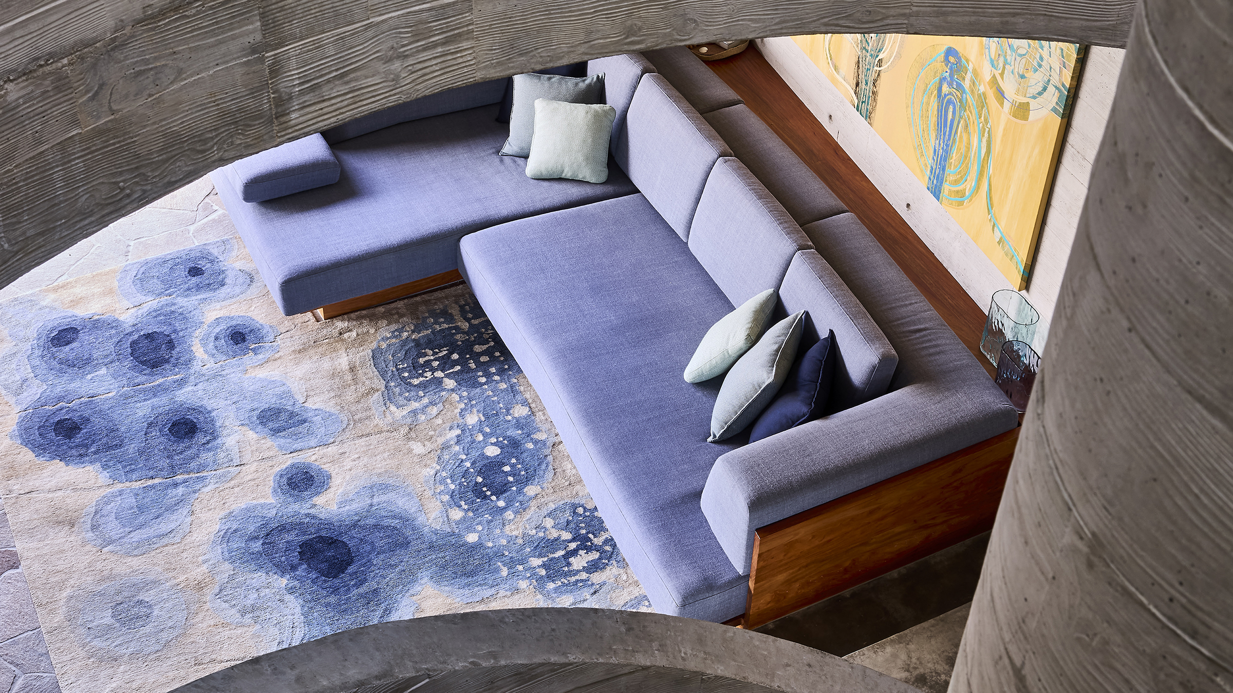 Purples, yellows and patterns to create a unique space