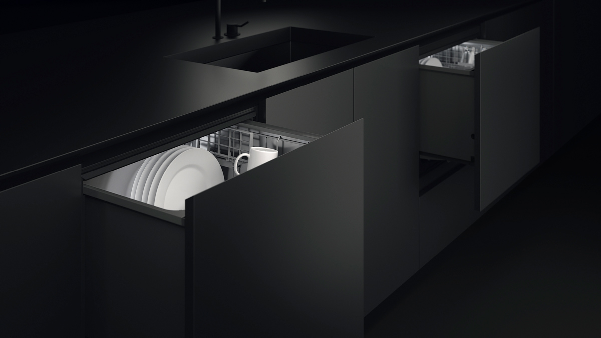 Single DishDrawer&trade; Dishwashers can be distributed anywhere in the kitchen.