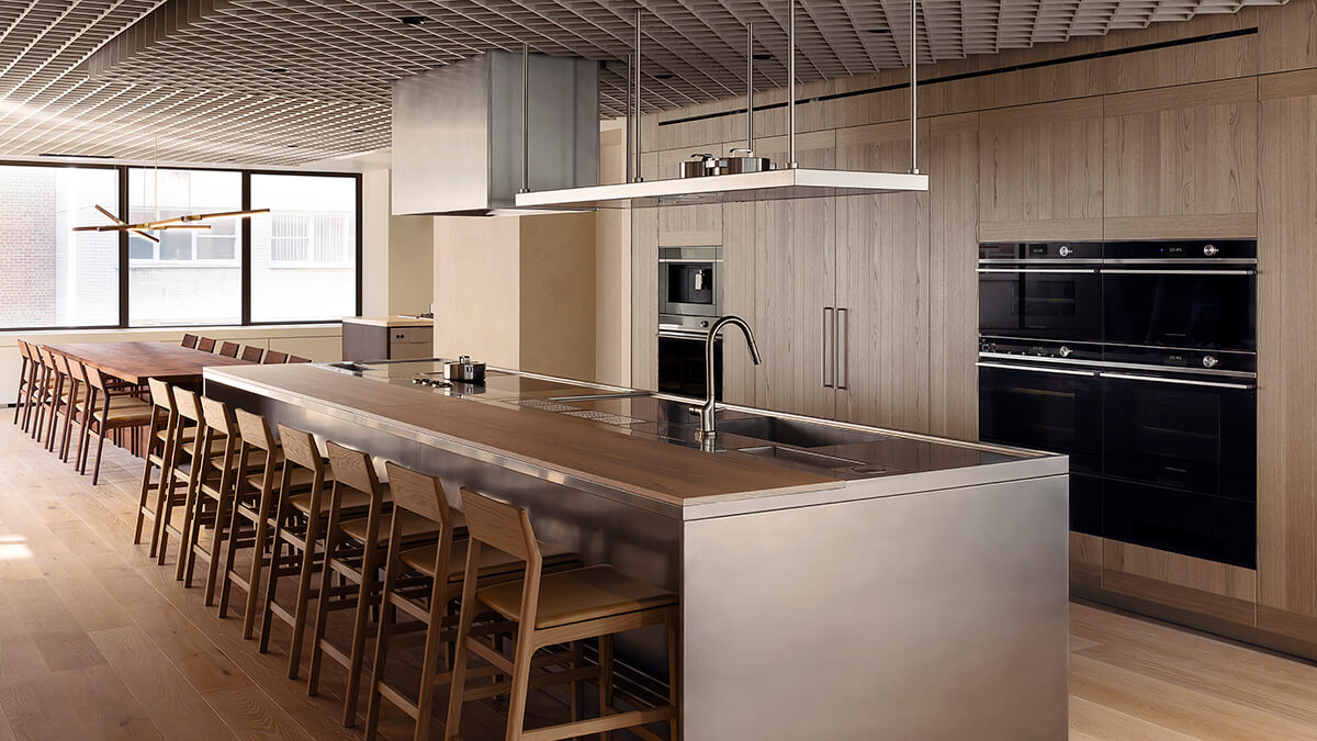 The New York Experience Center Kitchen, showcasing a range of Integrated Appliances